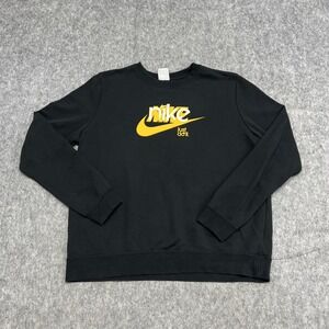 Nike Sweatshirt Mens Large Black Just Do‎ It Casual Crewneck Pullover FN3628-010
